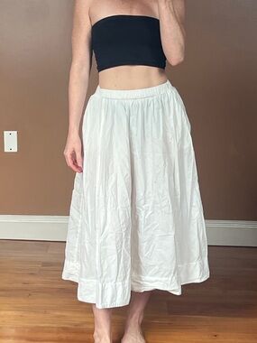 Free People White Flowy Midi Skirt